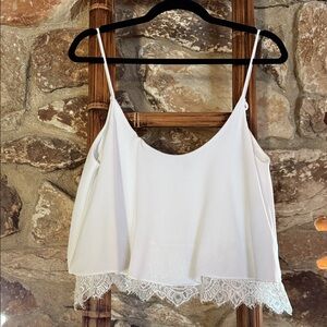 Elegant White Lace Trim Cami Top by ZARA.
Tags were cut off.
